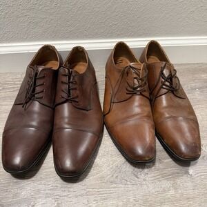 Men's Aldo Leather Dress Shoes - Two Pairs, Brown & Burgundy, Cap Toe, Size 12